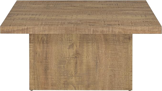 Coaster Home Furnishings Zetta Square Cocktail Living Room Coffee Table Engineered Eco-Friendly Wood Look Laminate Veneer Rustic Farmhouse Mango Brown 708068