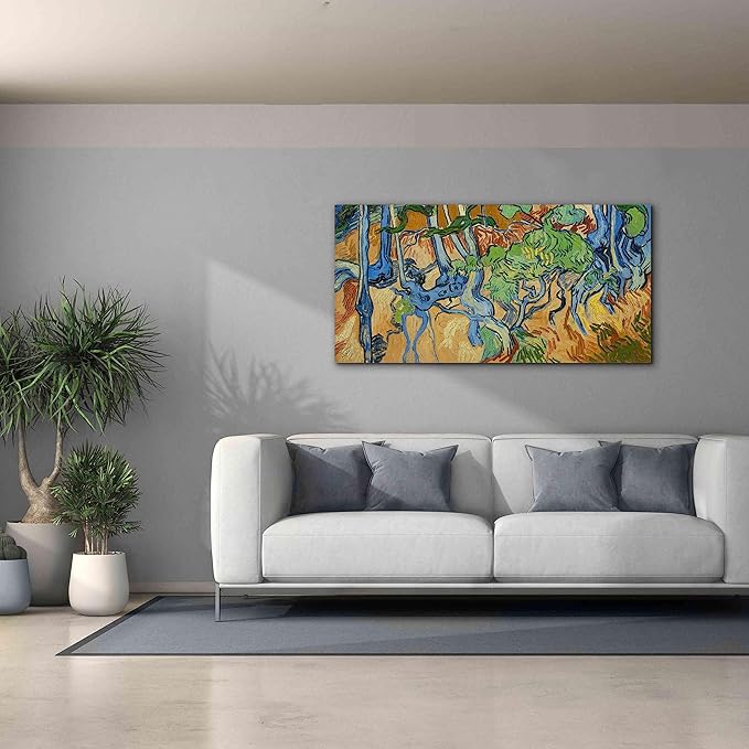Epic Graffiti 'Tree Roots' by Vincent Van Gogh, Giclee Canvas Wall Art, 60"x30"