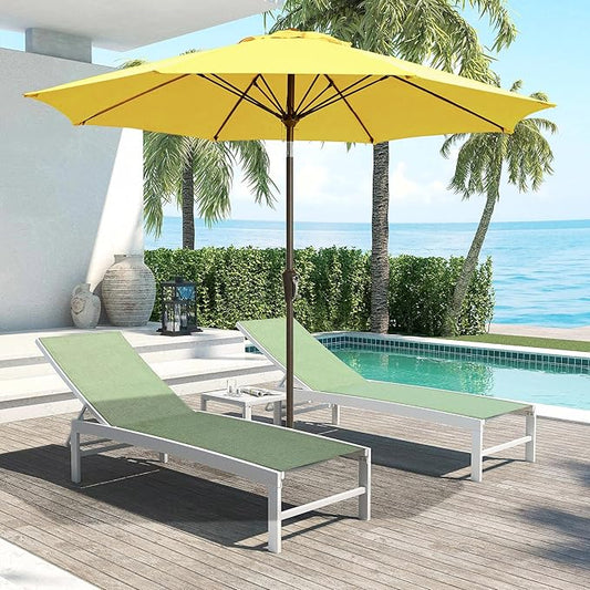 LOUNZY 9FT Large Outdoor Patio Umbrella Table Umbrella-UV Resistant,Easy Push Button Tilt and Crank,8 Sturdy Fiberglass Ribs Pool Umbrella for Patio,Backyard,Deck,Yard,Market