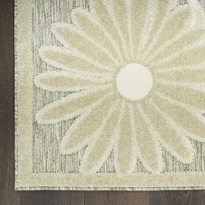 Nourison Home Aloha Ivory Sage 2'8" x 4' Area Rug - Easy Clean, Non Shedding, Bed Room, Living Room, Dining Room, Kitchen (3' x 4')