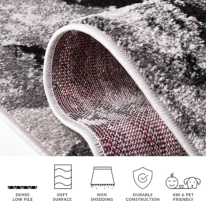 SAFAVIEH Adirondack Collection Runner Rug - 2'6" x 14', Grey & Black, Modern Abstract Design, Non-Shedding & Easy Care, Ideal for High Traffic Areas in Living Room, Bedroom (ADR134Z)