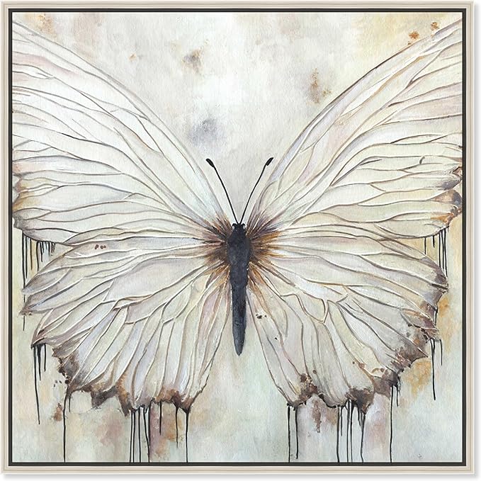 Art Remedy Neutral Beauty Chic Farmhouse Canvas Wall Art, Silver Floater Frame, 20"x20"