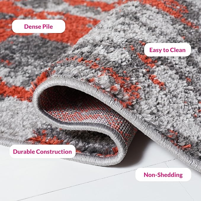 SAFAVIEH Adirondack Collection Area Rug - 5'1" x 7'6", Orange & Grey, Modern Abstract Design, Non-Shedding & Easy Care, Ideal for High Traffic Areas in Living Room, Bedroom (ADR134P)