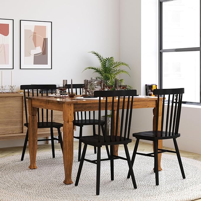 Taylor & Logan Lennox 47" Solid Wood Dining Table in a Walnut Matte Finish, Seating for 4, Stylish Turned Wooden Legs, Perfect for Hosting or Everyday Meals