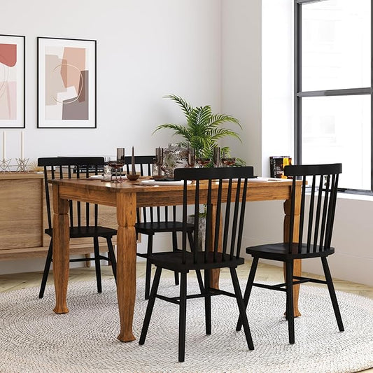 Taylor & Logan Lennox 47" Solid Wood Dining Table in a Walnut Matte Finish, Seating for 4, Stylish Turned Wooden Legs, Perfect for Hosting or Everyday Meals