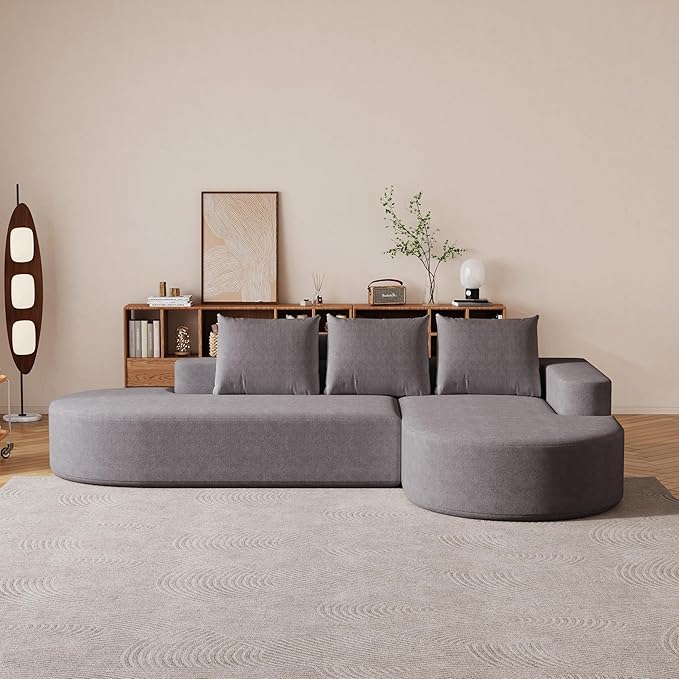Cloud Modular Sectional Sofa with Curved Chaise Lounge,108.5" Oversized Modern Memory Foam Couch, Ergonomic BonelessModular Floor Sofa with High-for Living Room, Apartment & Office | Deep Seat, Wider Armrest, Free Combination