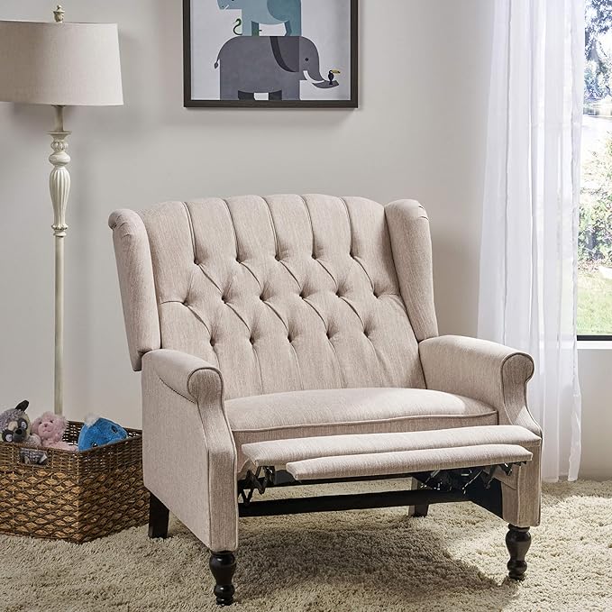 Christopher Knight Home Salome Push Back Recliner, Beige, Dark Brown