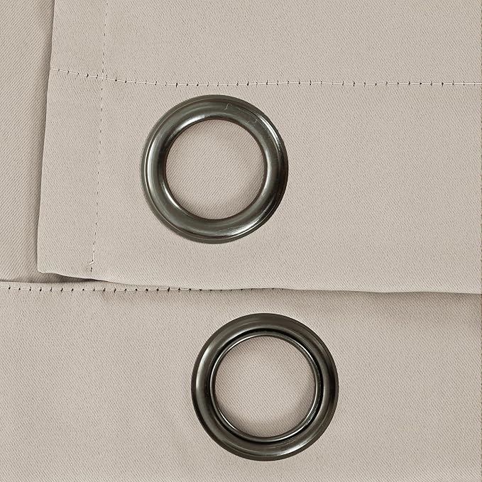 Lush Decor Insulated Grommet Blackout Window Curtain Panels, Pair, 52" W x 108" L, Wheat - Classic Modern Design - Chic Window Decor - Long Curtains For Living Room, Bedroom, Or Dining Room
