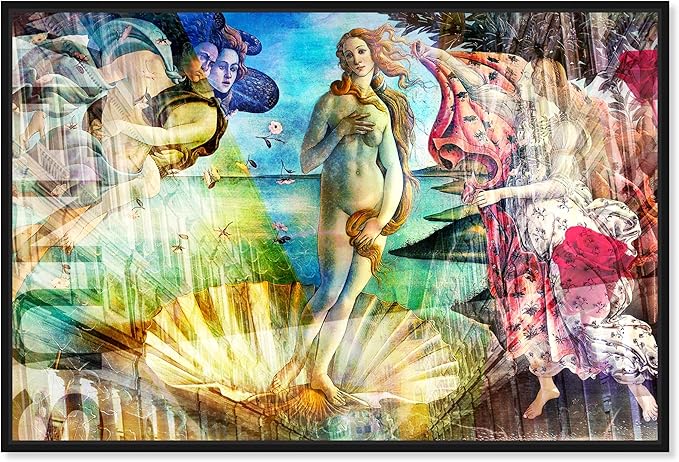 The Oliver Gal Artist Co. Spiritual and Religious Wall Art Framed Canvas Prints 'Birth of Venus - Botticelli' Zodiac