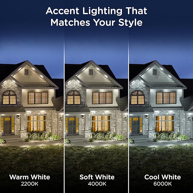 Enbrighten Vibe Eternity Accent Permanent Outdoor Lights for House, 100ft, 24 RGBWIC LEDs, Wide Spacing, 94lm, Tunable White, Everyday Eave Lighting, Smart App, Works with Alexa, Google Home, 85714