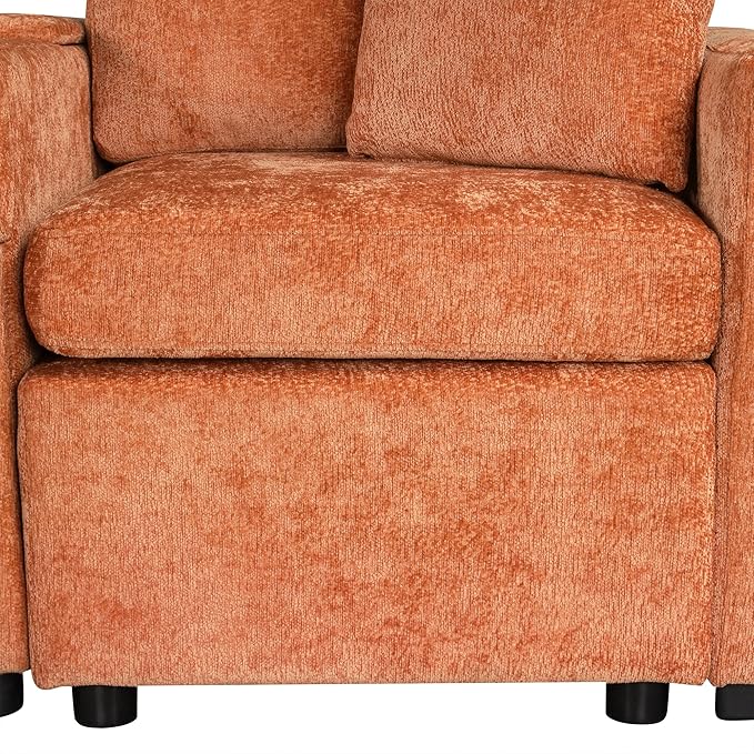 ERYE 120.5-Inch Oversized Sleeper Sectional Sofa W/Pull Out Sleeper Couch Bed, Modern Chenille Upholstered Reversible Modular Sectional Sleeper Sofa with Console & Cupholders | Storage