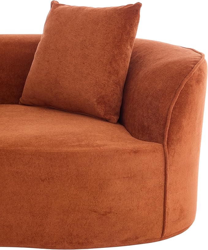 Christopher Knight Home Braebt 126" Modular Sofa with 4 Throw Pillows, Curved 5-Seater Large Sofa Couches, Comfy Upholstered Sectional Cloud Couch for Living Room, No Assembly Required, Dark Orange