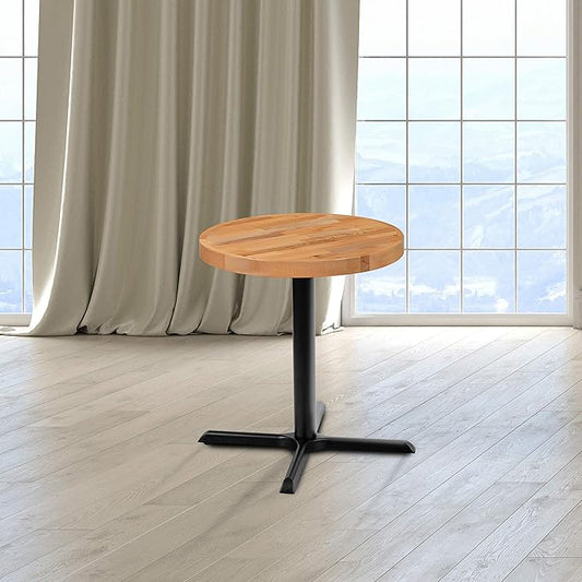 Flash Furniture Mayfair 24" Round Butcher Block Style UV Treated Table Top for Restaurant, Bar, or Kitchen
