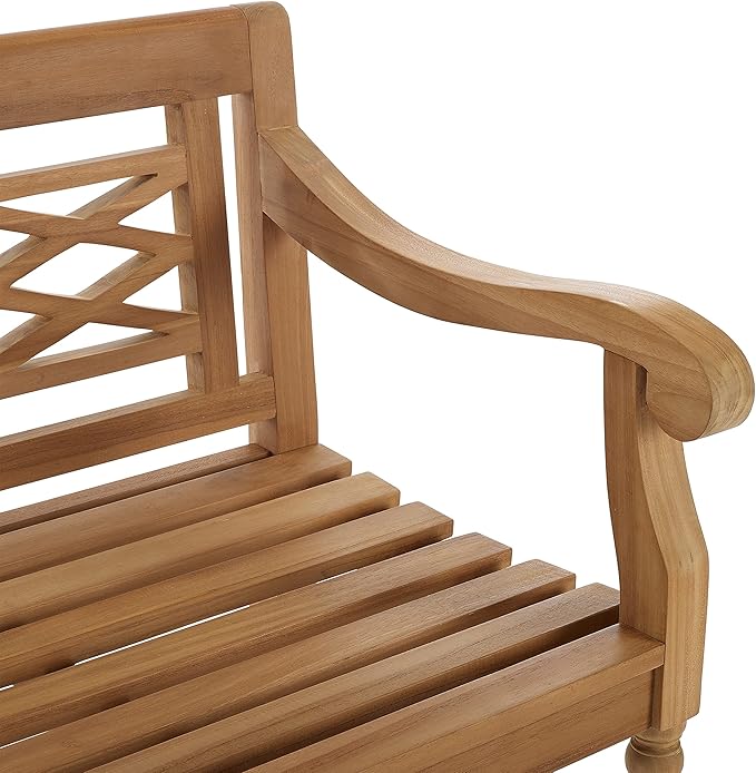 Crosley Furniture Olivier 2-Person Teak Wood Indoor Outdoor Bench for Outside Patio, Garden, Porch, Teak