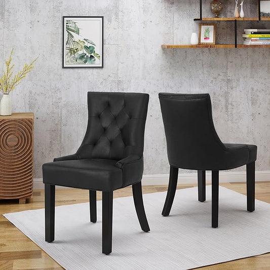 Christopher Knight Home Sarah Traditional Microfiber Dining Chairs (Set of 2), Black