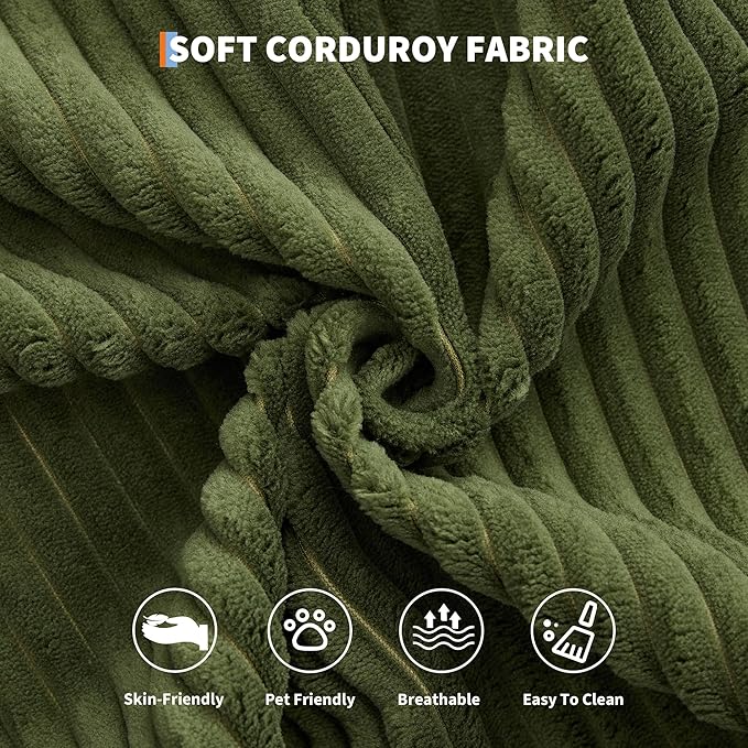 GarveeHome 79" Convertible Sleeper Sofa Bed Couch, 4-in-1 Boneless Corduroy Folding Sofa Bed with Pillow & Fixed-Shape, Floor Mattress Couch Loveseat for Living Room Apartments - No Assembly, Green