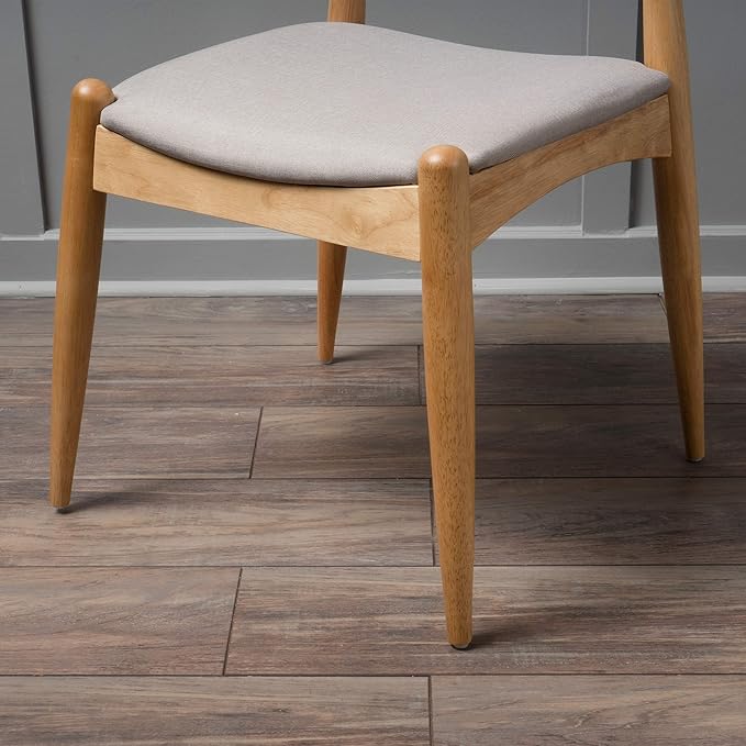 Christopher Knight Home Francie Fabric with Oak Finish Dining Chairs, 2-Pcs Set, Beige