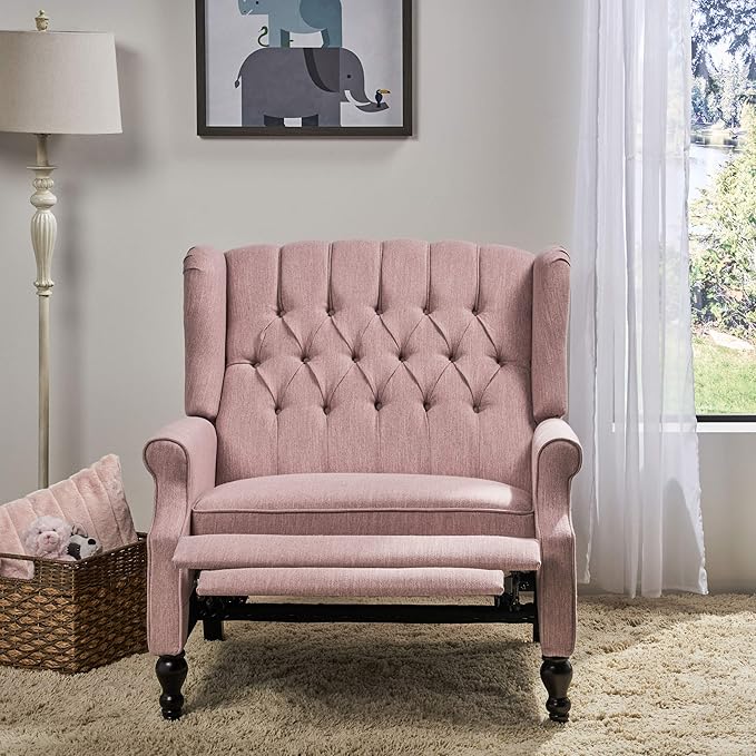 Christopher Knight Home Salome Push Back Recliner, Light Blush, Dark Brown