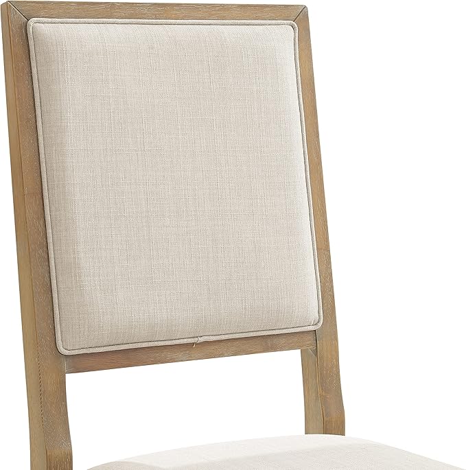 Crosley Furniture Joanna 4-Piece Modern Farmhouse Dining Table Set for 5 with 2 Upholstered Chairs and a Wood Bench, Rustic Brown/Creme