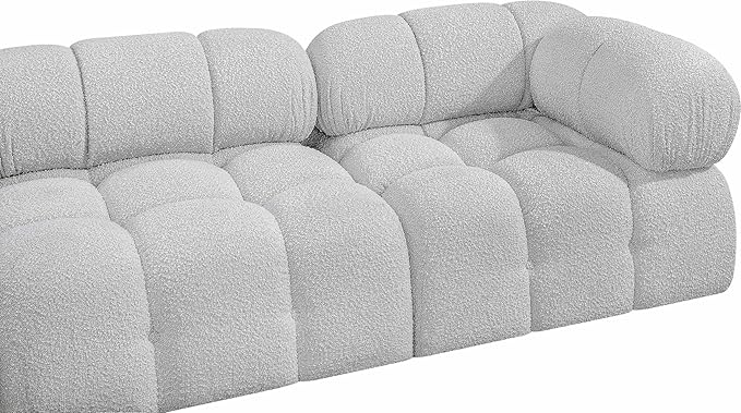 Meridian Furniture 611Grey-S68A Ames Collection Modern | Contemporary Modular Sofa with Rich Grey Boucle Fabric, Modular to Create Infinite Configurations, 68" W x 34" D x 28" H, Grey