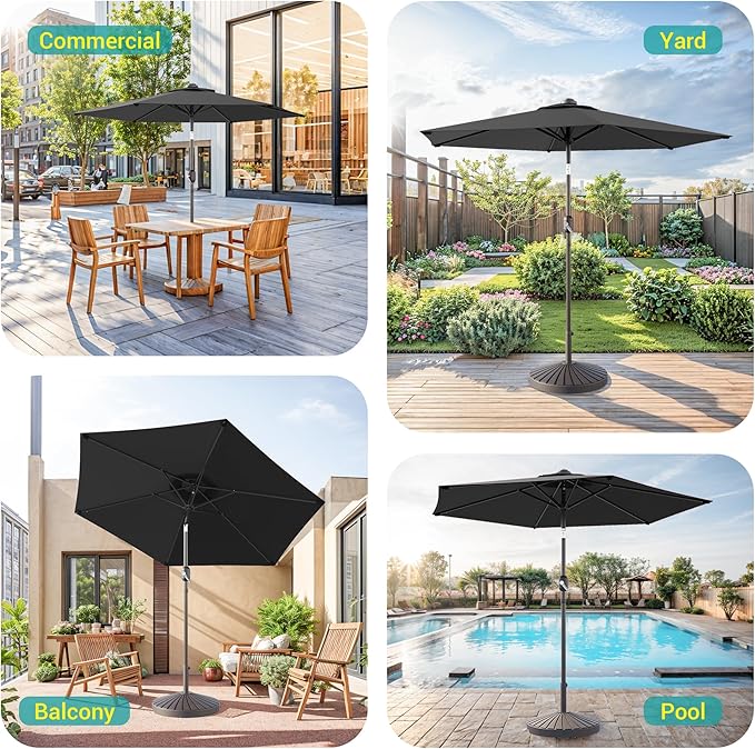 7.5ft Outdoor Umbrella Patio Umbrella with Solar Lights,18 LED Lighted Table Market Outdoor Umbrella, 2-Year-Non-Fading, for Pool, Deck, Garden,Backyard