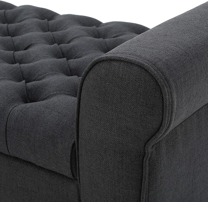 Christopher Knight Home Keiko Fabric Armed Storage Bench, Dark Grey, 19.50”D x 50.00”W x 19.25”H