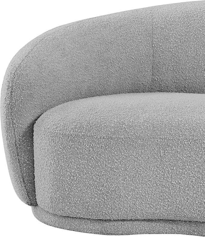 Meridian Furniture 693Grey-C Hyde Collection Modern | Contemporary Boucle Fabric Upholstered Accent Chair with Rounded Back, Grey, 42" W x 38" D x 27.5" H