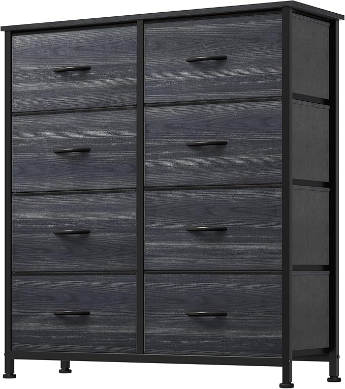 DWVO Dresser with 8 Drawers - Fabric Storage Tower, Organizer Unit for Bedroom, Hallway, Closets - Sturdy Steel Frame, Wooden Top & Easy Pull Fabric Bins