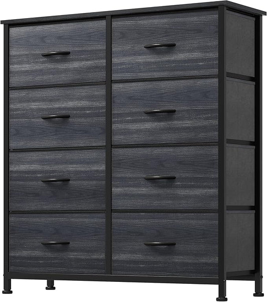 DWVO Dresser with 8 Drawers - Fabric Storage Tower, Organizer Unit for Bedroom, Hallway, Closets - Sturdy Steel Frame, Wooden Top & Easy Pull Fabric Bins