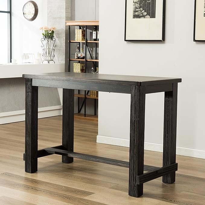 Roundhill Furniture Lotusville Antique Rectangular Wood Bar Height Dining Table
