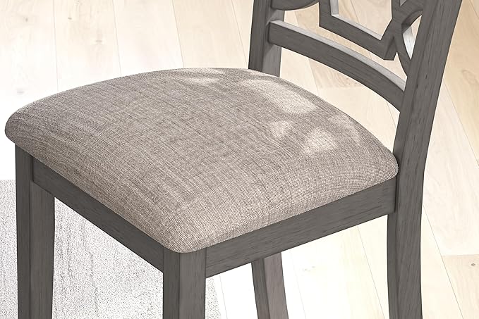 Signature Design by Ashley Wrenning Diamond Patterned Dining Table Set, 4 Upholstered Chairs and Bench, Seats 6, Wood, Gray