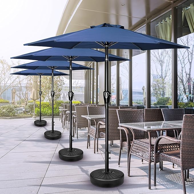 Simple Deluxe 2Pack 7.5ft Patio Umbrella Outdoor Table Market Yard Umbrella with Push Button Tilt/Crank, 6 Sturdy Ribs for Garden, Deck, Backyard, Pool, Blue