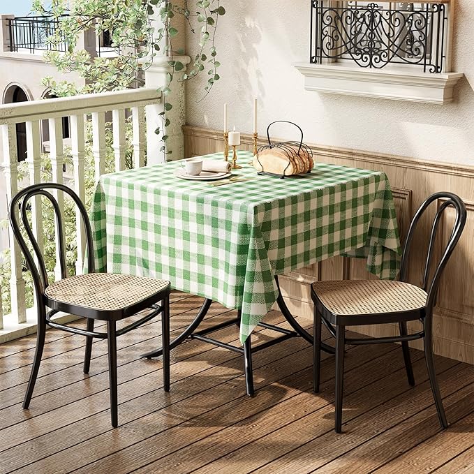 LITTLE TREE 31.5" Square Dining Table for 2-4, Dining Room Table with Footrest Design, Farmhouse Dinner Tables with Metal Legs for Dining Room, Living Room, Restaurant (Table Only)