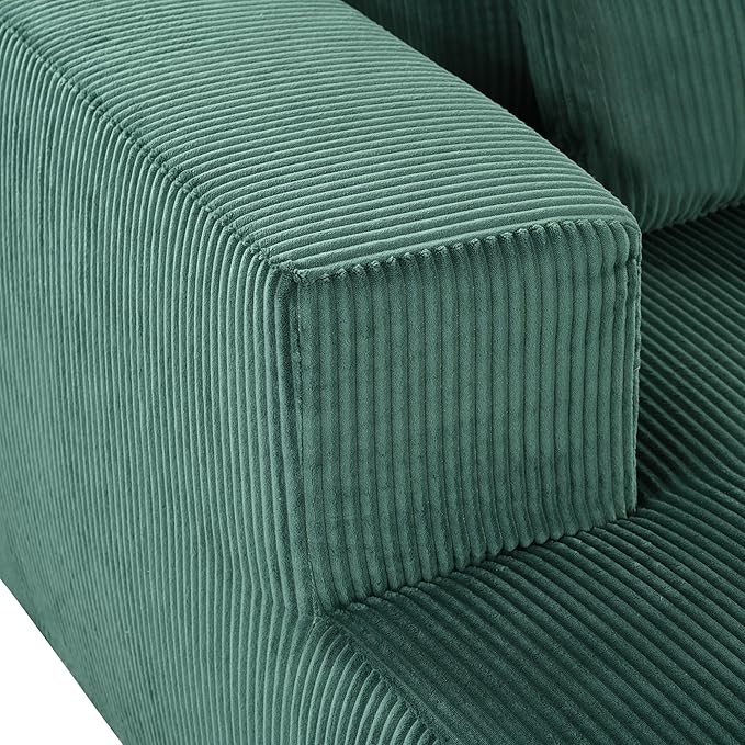 86-Inch Fluffy Corduroy Boneless Sleeper Daybed Loveseat Double Recliner Chaise Lounge Sofa Couches, Floor Cloud Sofa Chaise W/4 Pillows for Home Apartment Living Room