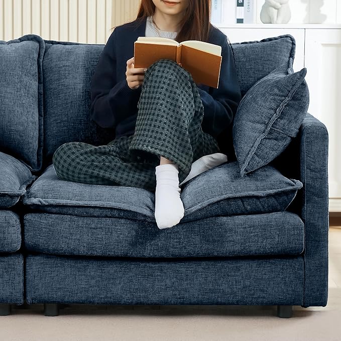 Eafurn Oversized Reversible Modular Sectional Sofa with Movable Ottoman, 4 Seater Convertible L Shaped Corner Couch Modern Chenille Sofa Set w/Double Layers Seat Cushions for Living Room Apartment | Deep Seat, Easy Assembly, 2-layer Cushions, DIY Combi...