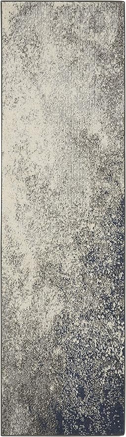 Nourison Home Passion Charcoal/Ivory 2'2" x 10' Area-Rug, Modern, Abstract, Easy-Cleaning, Non Shedding, Bed Room, Living Room, Dining Room, Kitchen, (10' Runner)