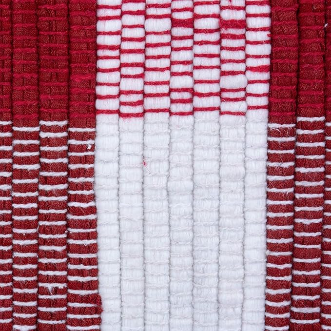 DII Buffalo Check Rug Collection, Hand Dyed Reversible Chindi Rug, 26x40, Red