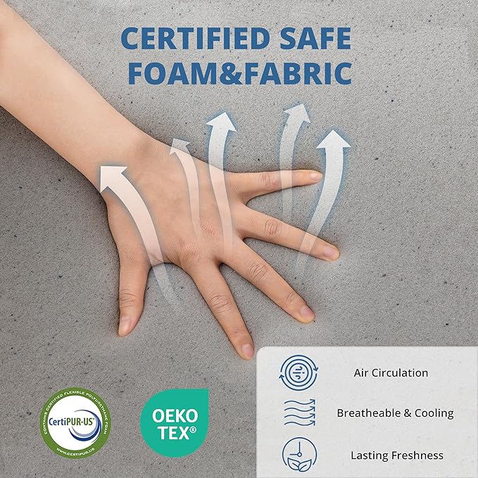 EGOHOME 10 Inch Twin Mattress, Charcoal Gel Cooling Memory Foam Mattress in a Box, Medium Fiberglass Free, CertiPUR-US Certified, Hexagonal Pattern