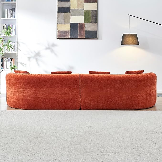 111" Curved Modular Sectional Sofa Couch, Deep Seat Boneless Cloud Couch with 4 Pillows, High Density Foam Floor Lounge Sofa for Living Room, Apartment,Premium Chenille Fabric | Breathable material, Softness