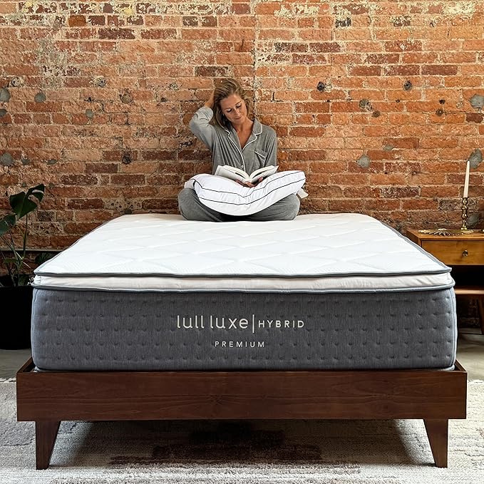Lull Luxe Premium Hybrid Queen Mattress 15 Inch – 7 Layer Memory Foam Queen Mattress with Cooling Gel Tech – Highest Density & Therapeutic Support for All Positions – 365 Night Trial Mattress in a Box