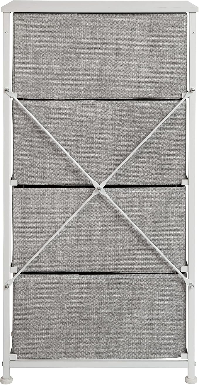 Flash Furniture Harris 4-Drawer Storage Chest of Drawers, Modern Bedroom Dresser with 4 Easy Pull Fabric Drawers and Engineered Wood Top, Light Gray