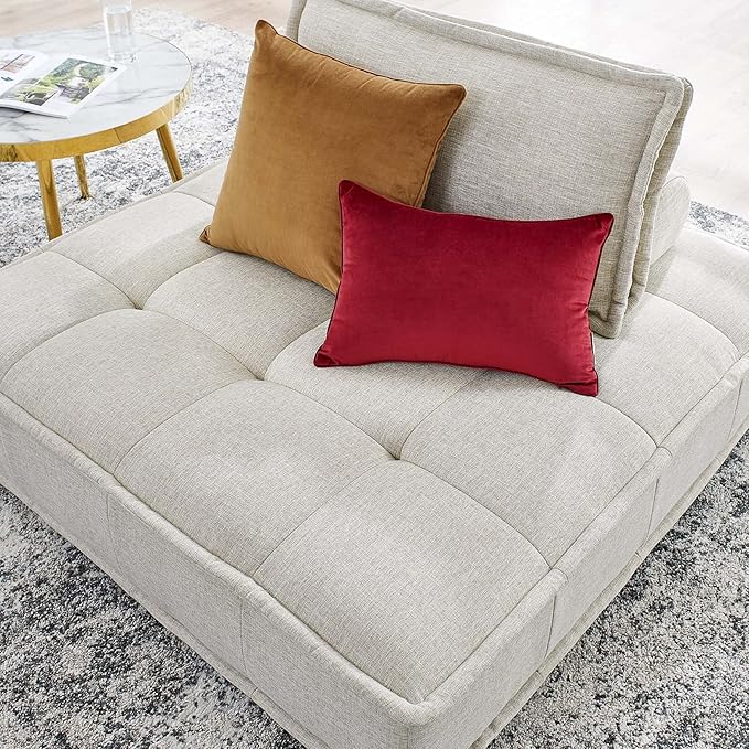 Modway Saunter Tufted Fabric Armless Chair, Beige