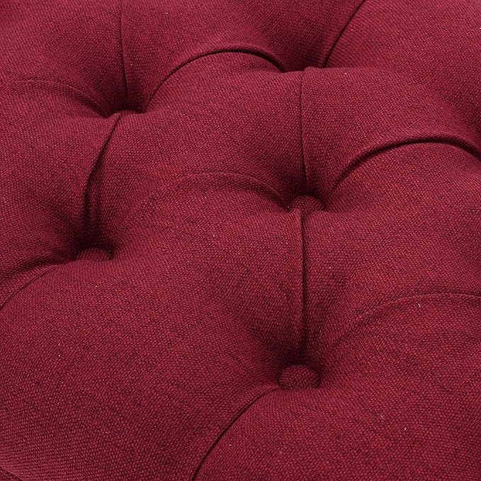 Christopher Knight Home Scarlett Tufted Fabric Ottoman Bench, Deep Red