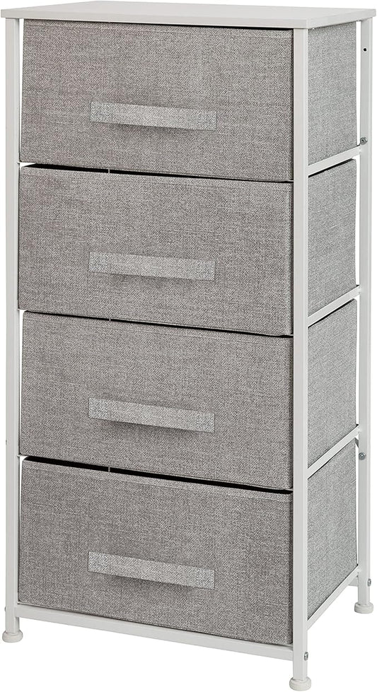 Flash Furniture Harris 4-Drawer Storage Chest of Drawers, Modern Bedroom Dresser with 4 Easy Pull Fabric Drawers and Engineered Wood Top, Light Gray