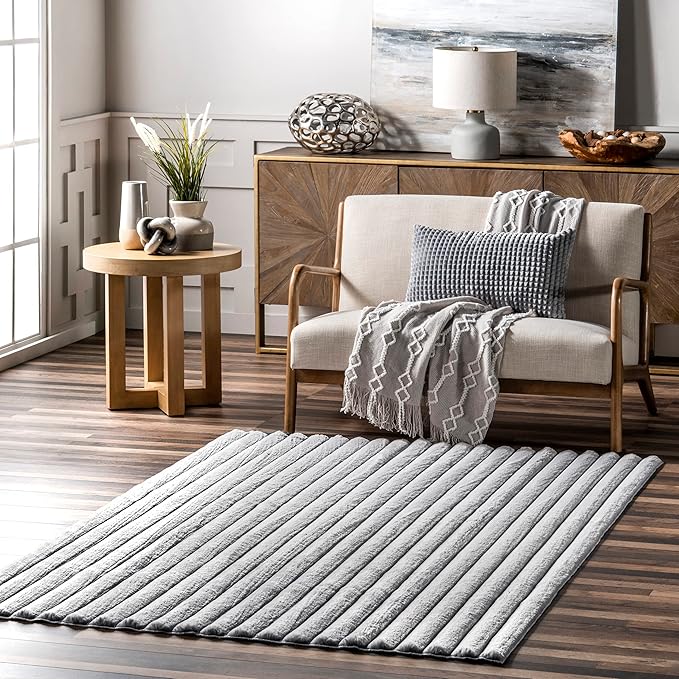 nuLOOM SuperiorWash Collection Kai Silver, 3'9" x 6', Fluffy and Cozy, High Traffic, Stain Resistant, Easy Clean, Durable Washable Area Rug for Bedroom, Living Room, Dining, Den, Foyer, Entryway