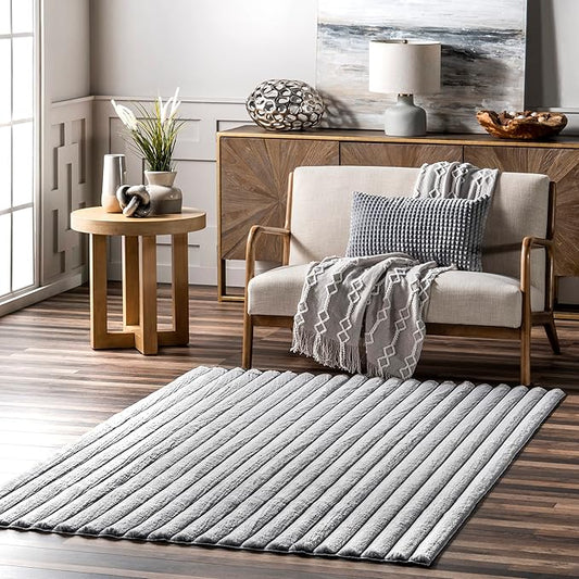 nuLOOM SuperiorWash Collection Kai Silver, 3'9" x 6', Fluffy and Cozy, High Traffic, Stain Resistant, Easy Clean, Durable Washable Area Rug for Bedroom, Living Room, Dining, Den, Foyer, Entryway
