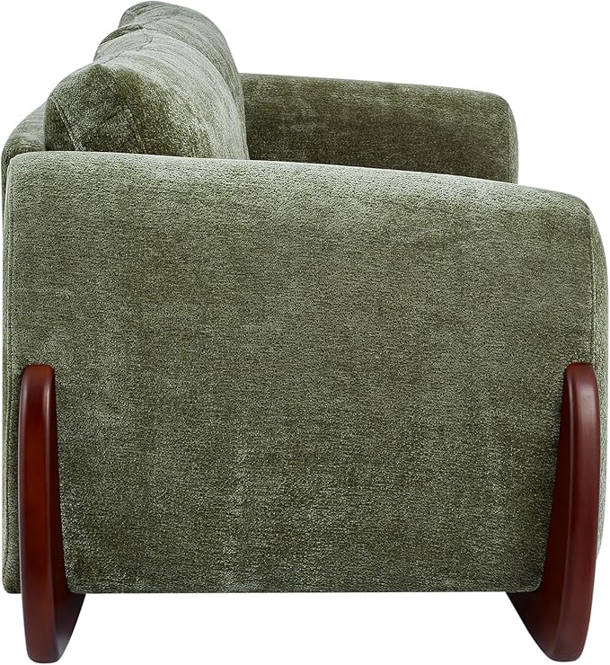 Christopher Knight Home Taki 89 Inches Sofa Couch, Cozy Chenille Upholstered 3-Seater Sofa, Wood Frame Couches, Comfy Home Sofa Living Room and Office, Lounge Seating with Armrests, Olive Green