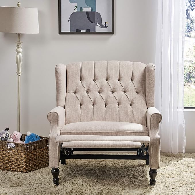 Christopher Knight Home Salome Push Back Recliner, Beige, Dark Brown