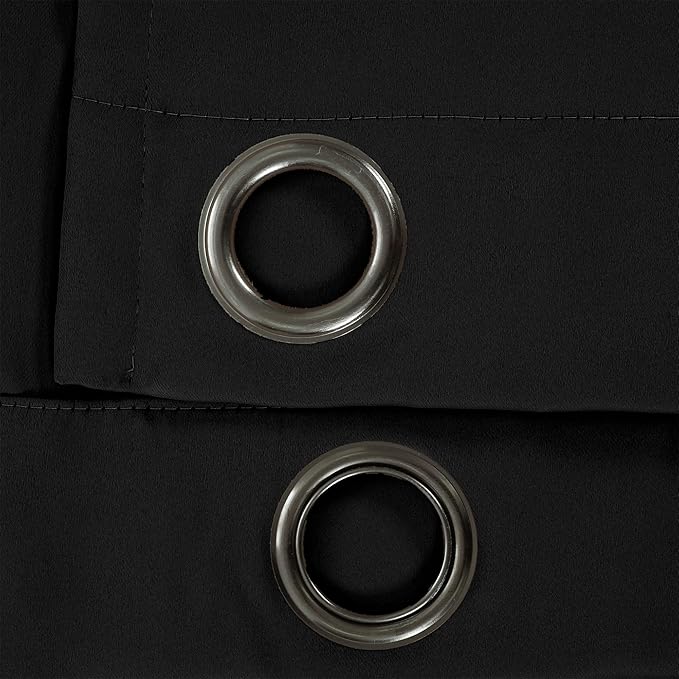 Lush Decor Insulated Grommet Blackout Window Curtain Panels, Pair, 52" W x 108" L, Black - Classic Modern Design - Chic Window Decor - Long Curtains For Living Room, Bedroom, Or Dining Room