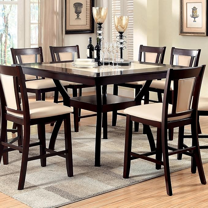 24/7 Shop at Home Aviana Contemporary Wood Counter Height Table, Dark Cherry and Ivory